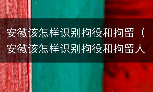 安徽该怎样识别拘役和拘留（安徽该怎样识别拘役和拘留人员）