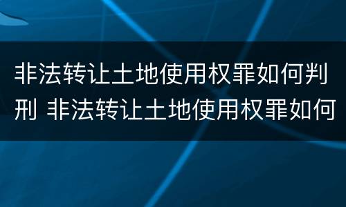 非法转让土地使用权罪如何判刑 非法转让土地使用权罪如何判刑的