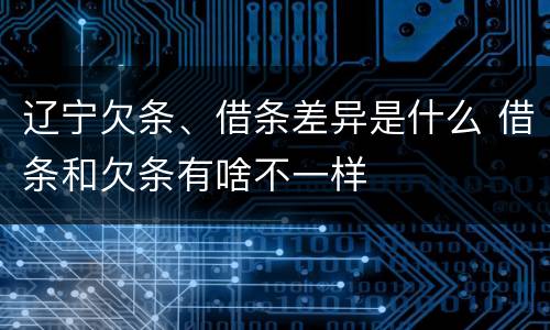 辽宁欠条、借条差异是什么 借条和欠条有啥不一样