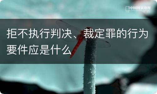 拒不执行判决、裁定罪的行为要件应是什么