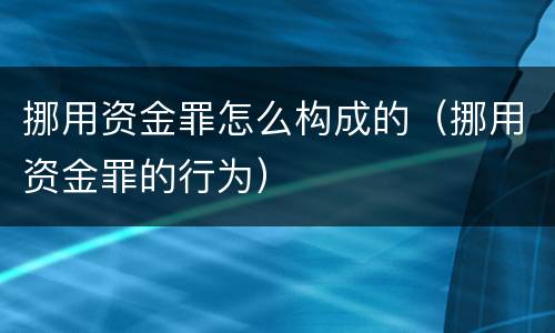 挪用资金罪怎么构成的（挪用资金罪的行为）