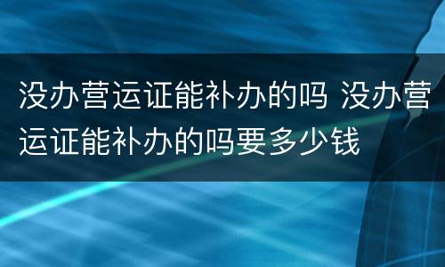 没办营运证能补办的吗 没办营运证能补办的吗要多少钱