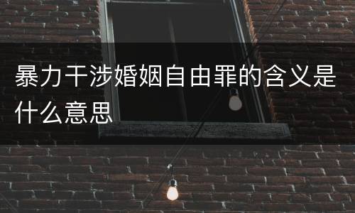 暴力干涉婚姻自由罪的含义是什么意思
