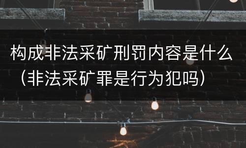 构成非法采矿刑罚内容是什么（非法采矿罪是行为犯吗）