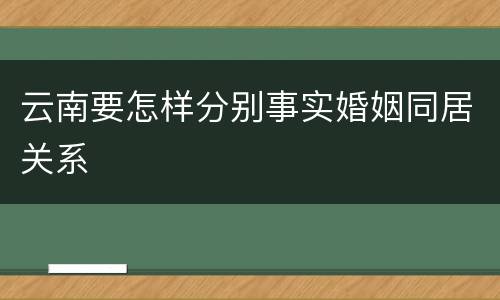 云南要怎样分别事实婚姻同居关系