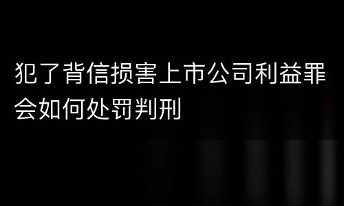 犯了背信损害上市公司利益罪会如何处罚判刑