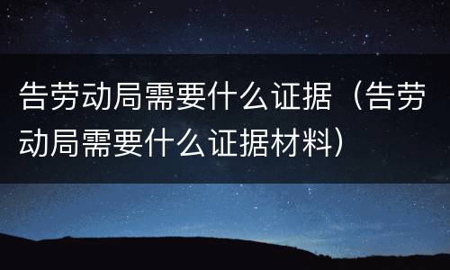 告劳动局需要什么证据（告劳动局需要什么证据材料）