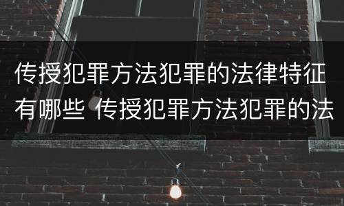 传授犯罪方法犯罪的法律特征有哪些 传授犯罪方法犯罪的法律特征有哪些呢