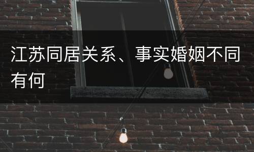 江苏同居关系、事实婚姻不同有何