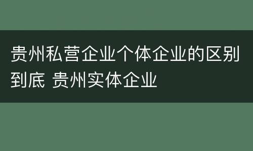 贵州私营企业个体企业的区别到底 贵州实体企业