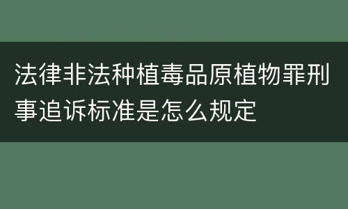 法律非法种植毒品原植物罪刑事追诉标准是怎么规定