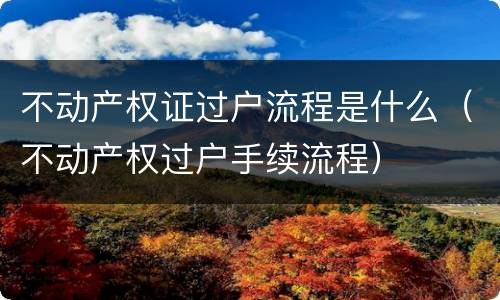 不动产权证过户流程是什么（不动产权过户手续流程）