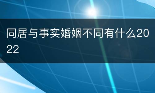 同居与事实婚姻不同有什么2022