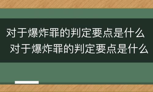 对于爆炸罪的判定要点是什么 对于爆炸罪的判定要点是什么标准