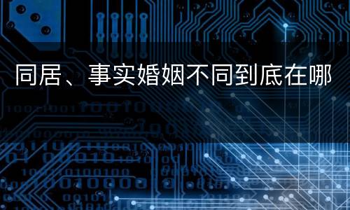 同居、事实婚姻不同到底在哪
