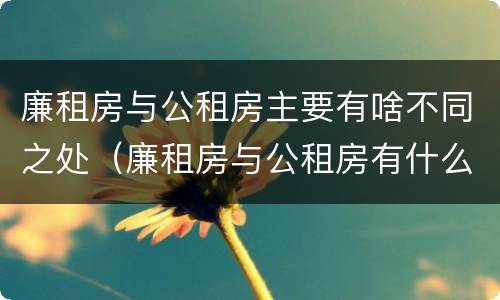 廉租房与公租房主要有啥不同之处（廉租房与公租房有什么不同）