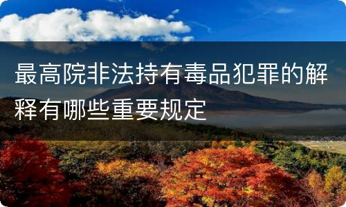 最高院非法持有毒品犯罪的解释有哪些重要规定