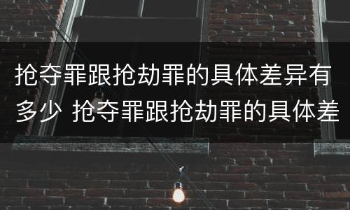 抢夺罪跟抢劫罪的具体差异有多少 抢夺罪跟抢劫罪的具体差异有多少个