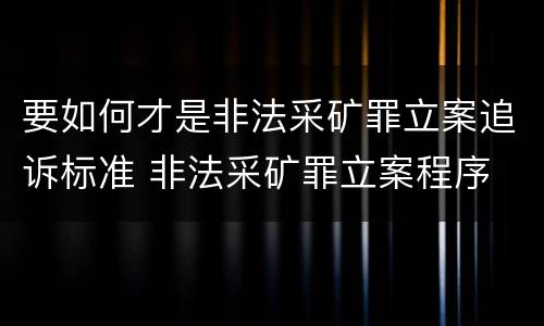要如何才是非法采矿罪立案追诉标准 非法采矿罪立案程序