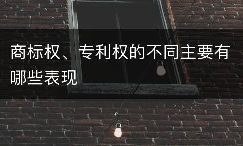 商标权、专利权的不同主要有哪些表现