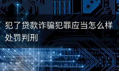 犯了贷款诈骗犯罪应当怎么样处罚判刑