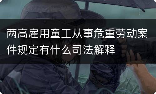两高雇用童工从事危重劳动案件规定有什么司法解释