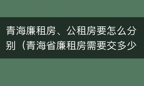 青海廉租房、公租房要怎么分别（青海省廉租房需要交多少钱）