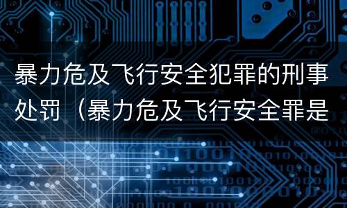 暴力危及飞行安全犯罪的刑事处罚（暴力危及飞行安全罪是危险犯吗）
