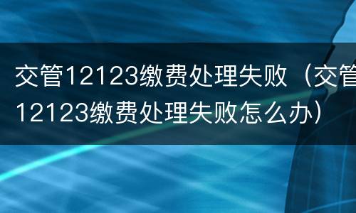 交管12123缴费处理失败（交管12123缴费处理失败怎么办）