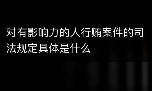 对有影响力的人行贿案件的司法规定具体是什么