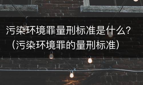 污染环境罪量刑标准是什么？（污染环境罪的量刑标准）