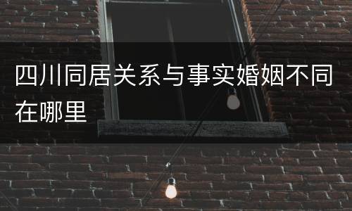 四川同居关系与事实婚姻不同在哪里