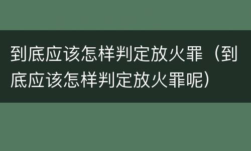 到底应该怎样判定放火罪（到底应该怎样判定放火罪呢）