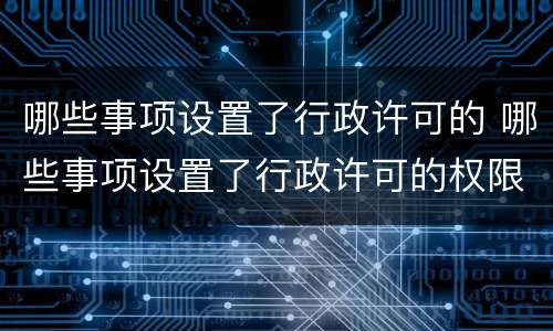 哪些事项设置了行政许可的 哪些事项设置了行政许可的权限