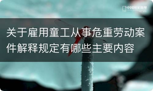 关于雇用童工从事危重劳动案件解释规定有哪些主要内容