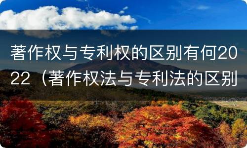 著作权与专利权的区别有何2022（著作权法与专利法的区别）