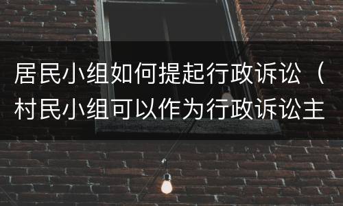 居民小组如何提起行政诉讼（村民小组可以作为行政诉讼主体吗）