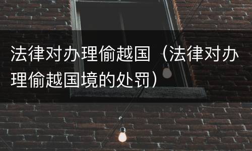 法律对办理偷越国（法律对办理偷越国境的处罚）
