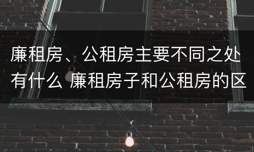 廉租房、公租房主要不同之处有什么 廉租房子和公租房的区别