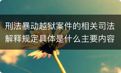 刑法暴动越狱案件的相关司法解释规定具体是什么主要内容