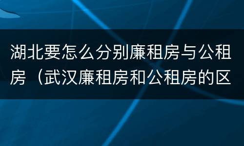 湖北要怎么分别廉租房与公租房（武汉廉租房和公租房的区别）