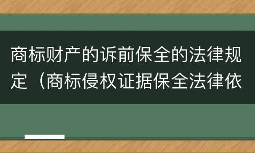 商标财产的诉前保全的法律规定（商标侵权证据保全法律依据）