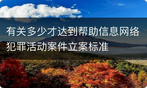 有关多少才达到帮助信息网络犯罪活动案件立案标准