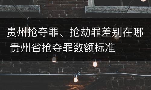 贵州抢夺罪、抢劫罪差别在哪 贵州省抢夺罪数额标准