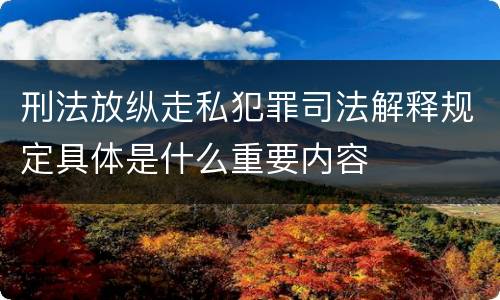 刑法放纵走私犯罪司法解释规定具体是什么重要内容