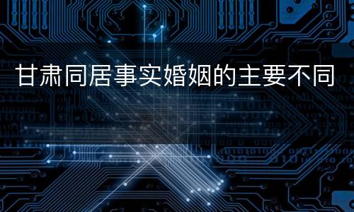 甘肃同居事实婚姻的主要不同