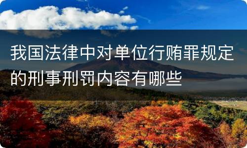 我国法律中对单位行贿罪规定的刑事刑罚内容有哪些