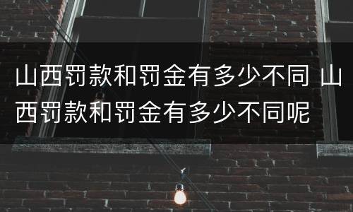 山西罚款和罚金有多少不同 山西罚款和罚金有多少不同呢