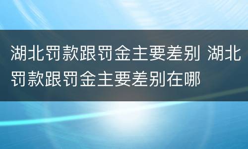 湖北罚款跟罚金主要差别 湖北罚款跟罚金主要差别在哪