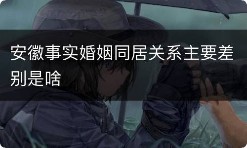 安徽事实婚姻同居关系主要差别是啥